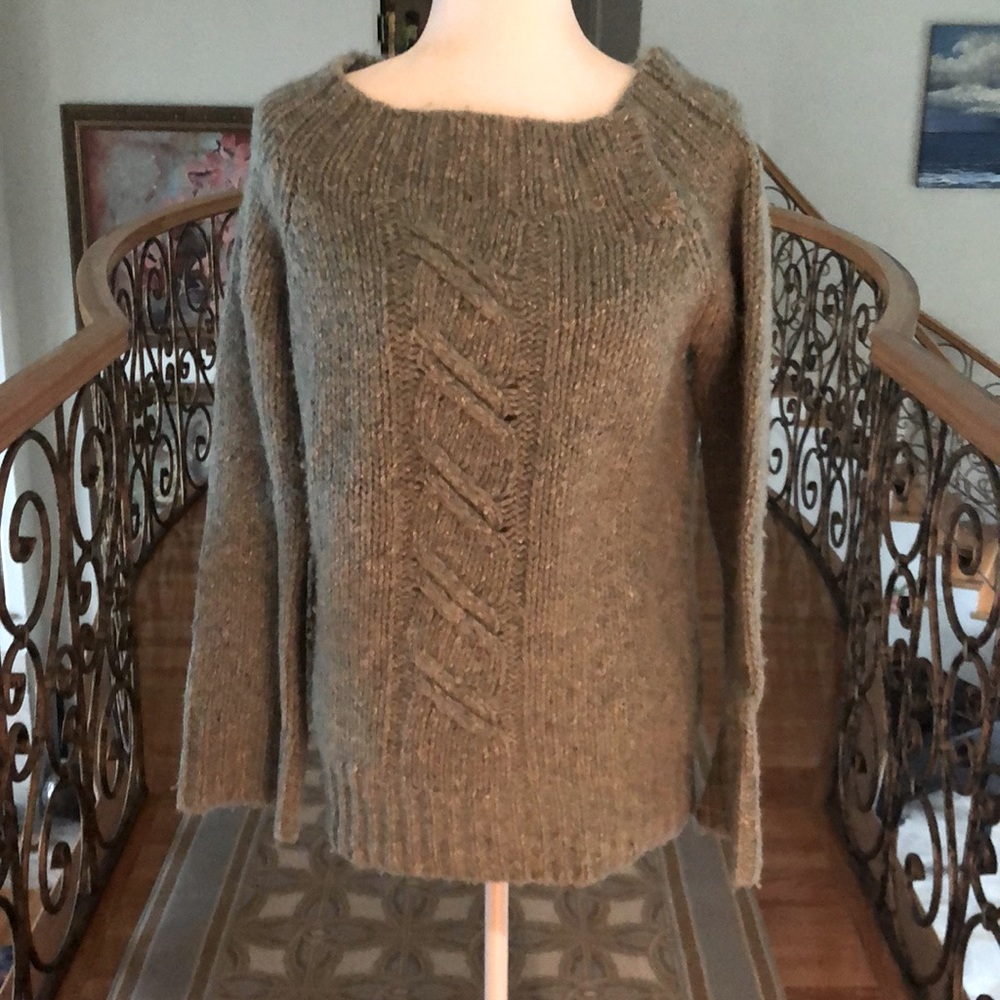 J. Crew wool sweater in heathered green Sz M